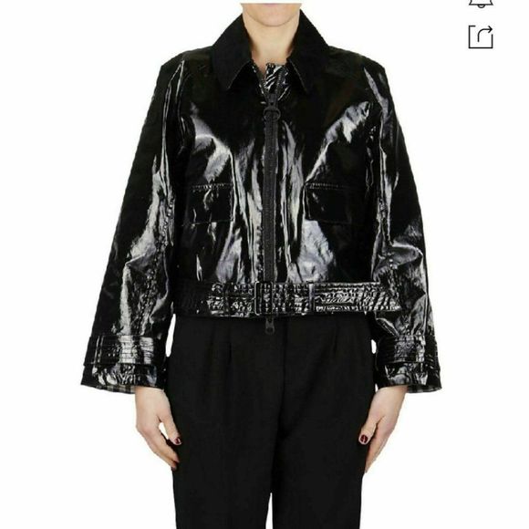 Barbour Jackets & Blazers - $500 Barbour by Alexachung Emma Casual Boxy Jacket Black Patent Faux Leather